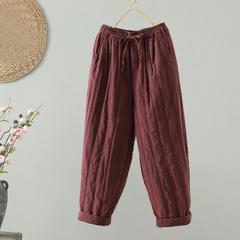Pantaloni harem da donna in cotone con elastico in vita e tasche, modello Buddha Stones Daily Plain Coulisse Design - Image 7