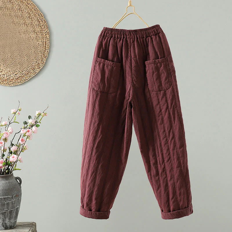 Pantaloni harem da donna in cotone con elastico in vita e tasche, modello Buddha Stones Daily Plain Coulisse Design - Image 8