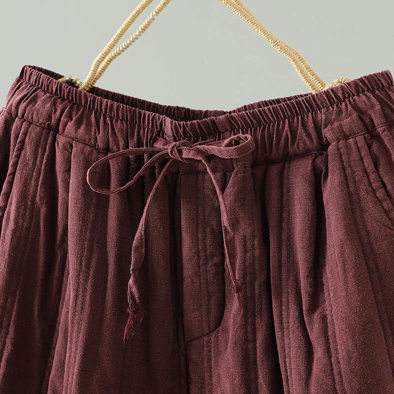 Pantaloni harem da donna in cotone con elastico in vita e tasche, modello Buddha Stones Daily Plain Coulisse Design - Image 9