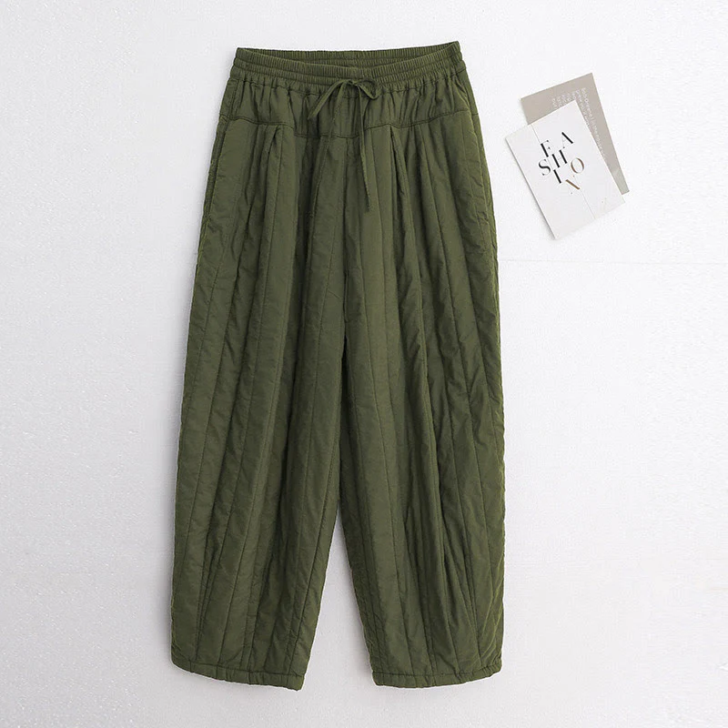 Pantaloni harem da donna in cotone con tasche e design a tinta unita invernale Buddha Stones - Image 21