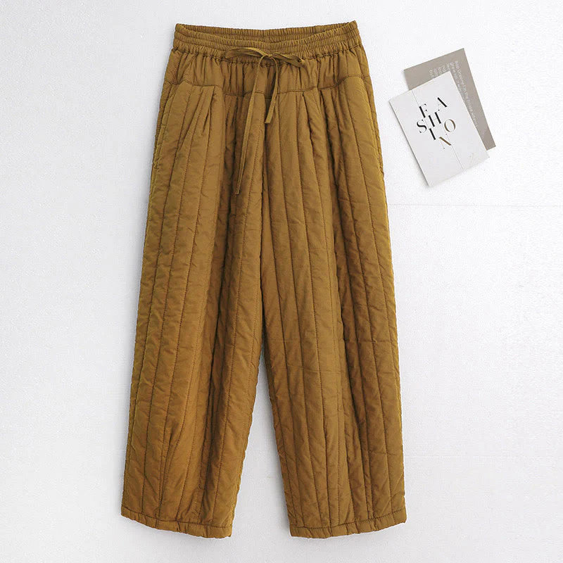 Pantaloni harem da donna in cotone con tasche e design a tinta unita invernale Buddha Stones - Image 29