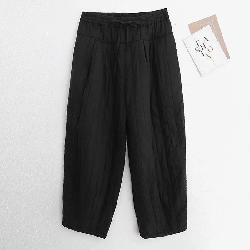Pantaloni harem da donna in cotone con tasche e design a tinta unita invernale Buddha Stones - Image 8