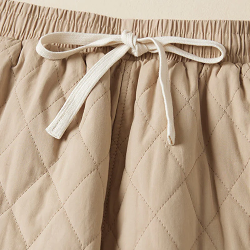 Pantaloni harem termici da donna in cotone con tasche e design trapuntato a rombi Buddha Stones - Image 12