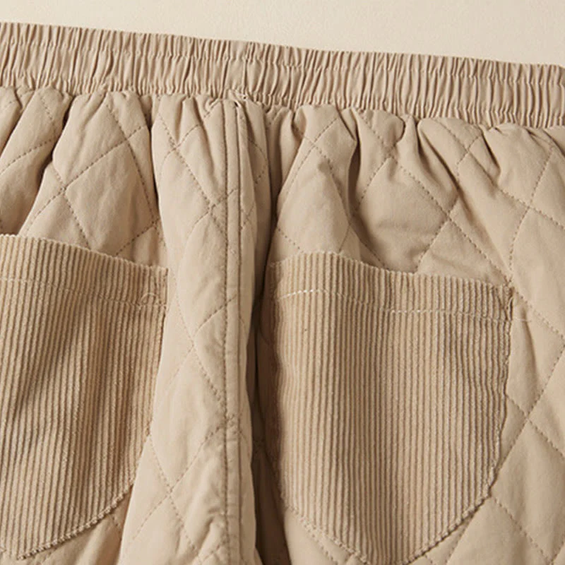Pantaloni harem termici da donna in cotone con tasche e design trapuntato a rombi Buddha Stones - Image 13