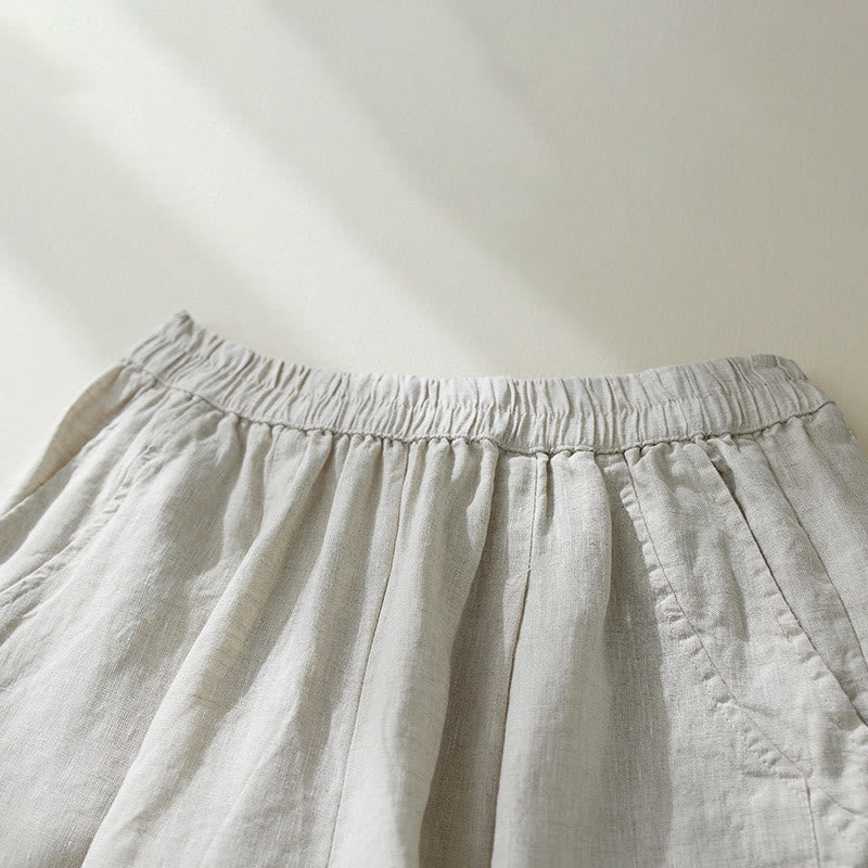 Pantaloni harem da donna a vita alta Buddha Stones Commute Pure Color con tasche - Image 10