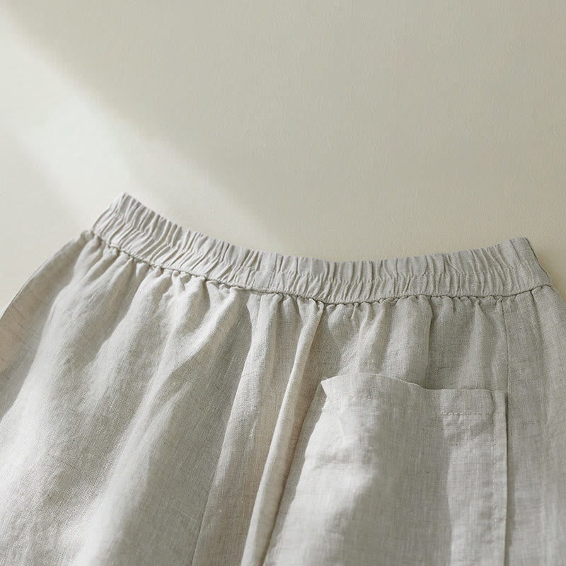 Pantaloni harem da donna a vita alta Buddha Stones Commute Pure Color con tasche - Image 11