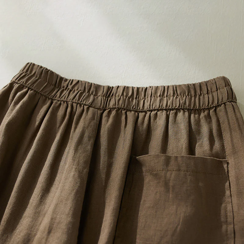 Pantaloni harem da donna a vita alta Buddha Stones Commute Pure Color con tasche - Image 3