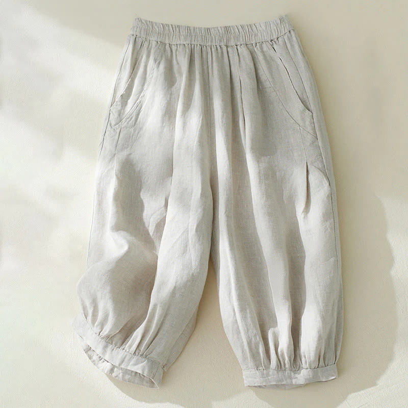 Pantaloni harem da donna a vita alta Buddha Stones Commute Pure Color con tasche - Image 9