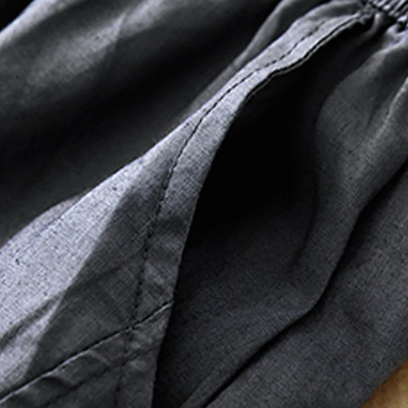 Pantaloni harem da donna in cotone e lino con tasche, modello Buddha Stones, casual e semplici, cropped - Image 2