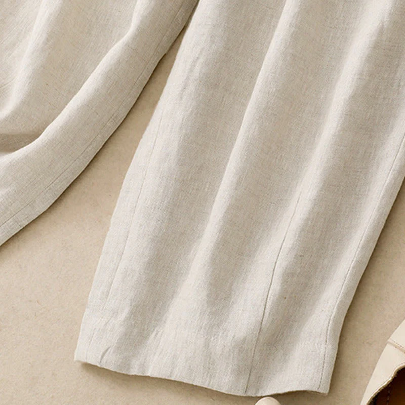 Pantaloni harem da donna in cotone e lino con tasche, modello Buddha Stones Summer Plain - Image 13