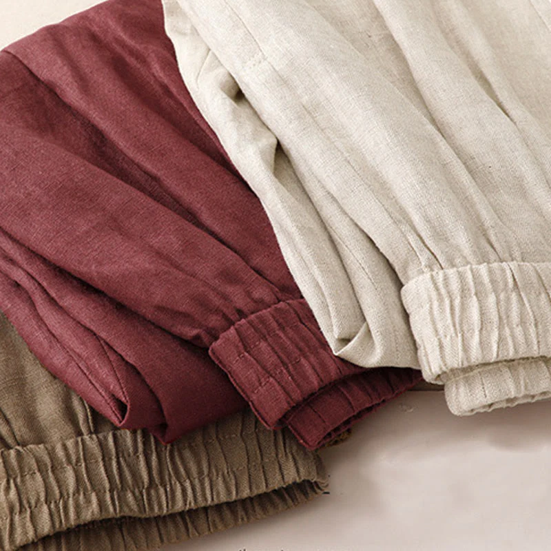 Pantaloni harem da donna in cotone e lino con tasche, modello Buddha Stones Summer Plain - Image 20