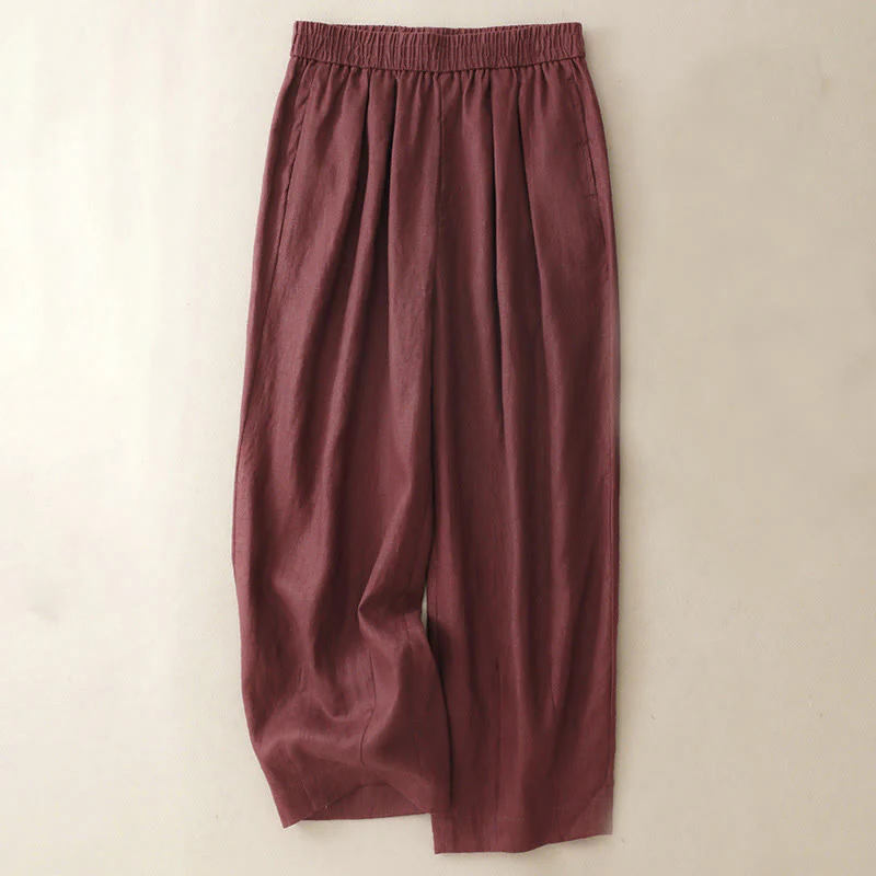 Pantaloni harem da donna in cotone e lino con tasche, modello Buddha Stones Summer Plain - Image 6
