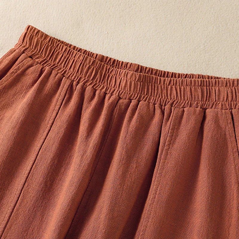 Pantaloni harem da donna in lino e cotone con tasche, a vita alta, con design semplice e semplice, motivo Buddha Stones - Image 15
