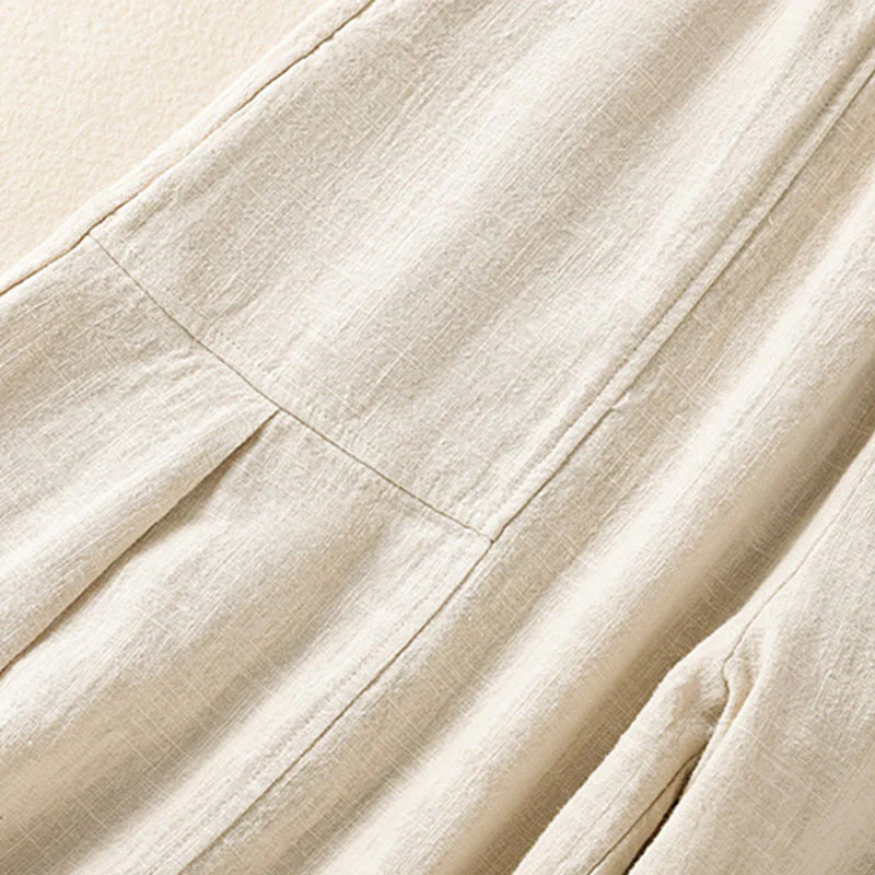 Pantaloni harem da donna in lino e cotone con tasche, a vita alta, con design semplice e semplice, motivo Buddha Stones - Image 7