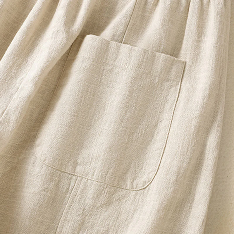 Pantaloni harem da donna in lino e cotone con tasche, a vita alta, con design semplice e semplice, motivo Buddha Stones - Image 9