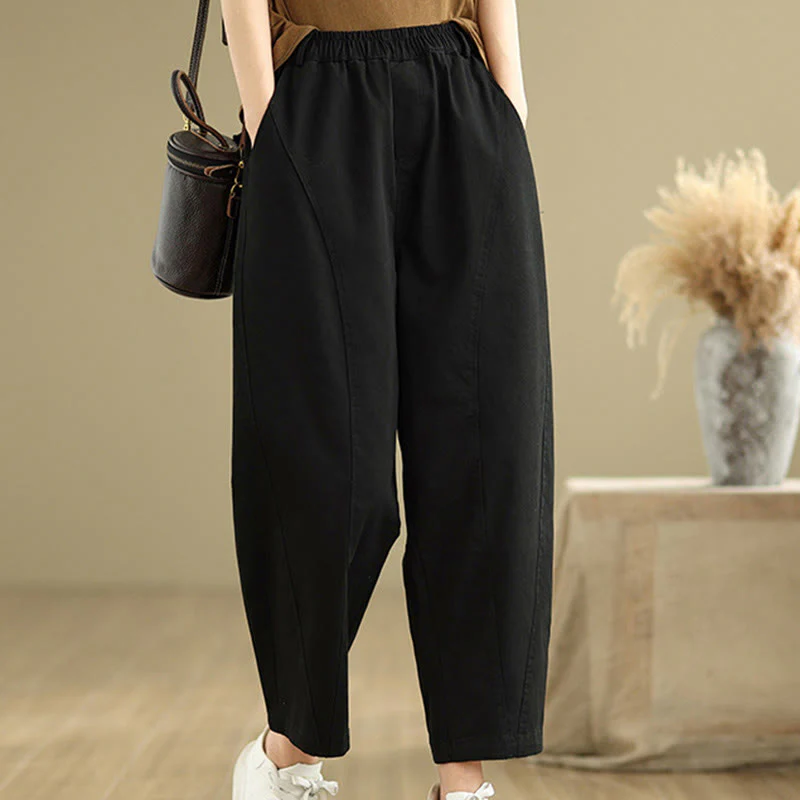 Pantaloni harem da donna in poliestere con elastico in vita e tasche, stile casual , Buddha Stones - Image 10