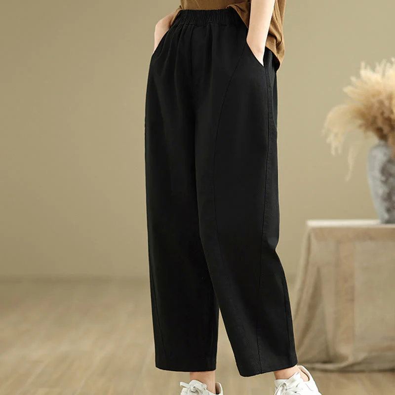 Pantaloni harem da donna in poliestere con elastico in vita e tasche, stile casual , Buddha Stones - Image 12