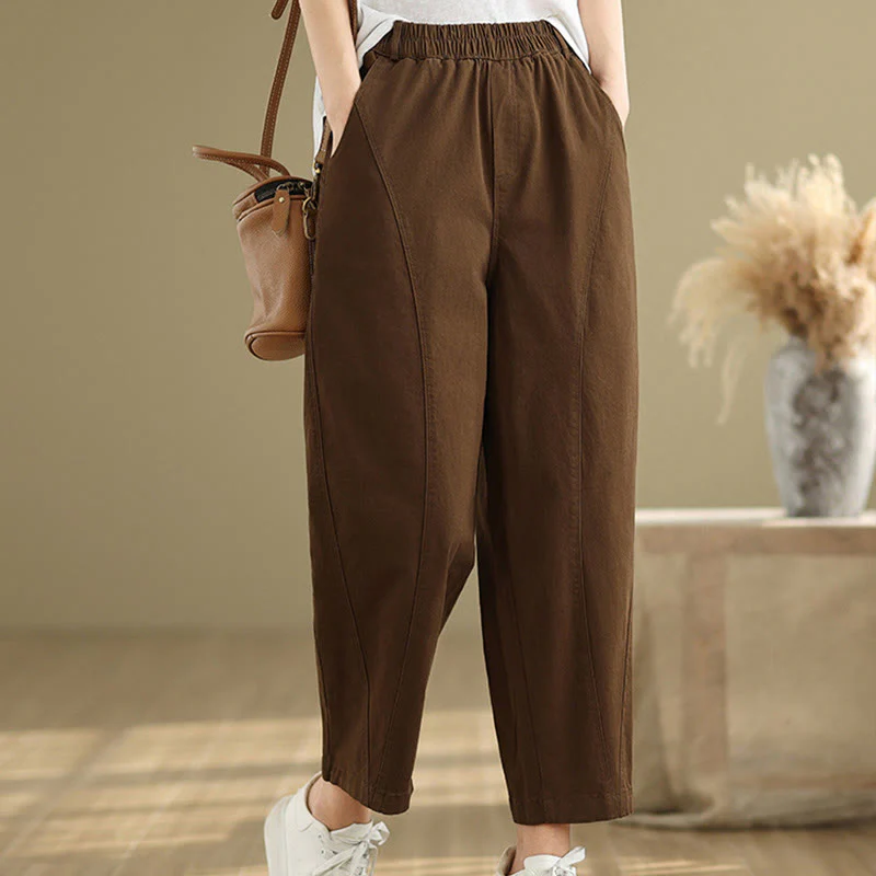 Pantaloni harem da donna in poliestere con elastico in vita e tasche, stile casual , Buddha Stones - Image 16