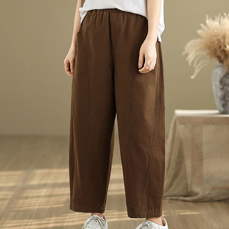 Pantaloni harem da donna in poliestere con elastico in vita e tasche, stile casual , Buddha Stones - Image 17