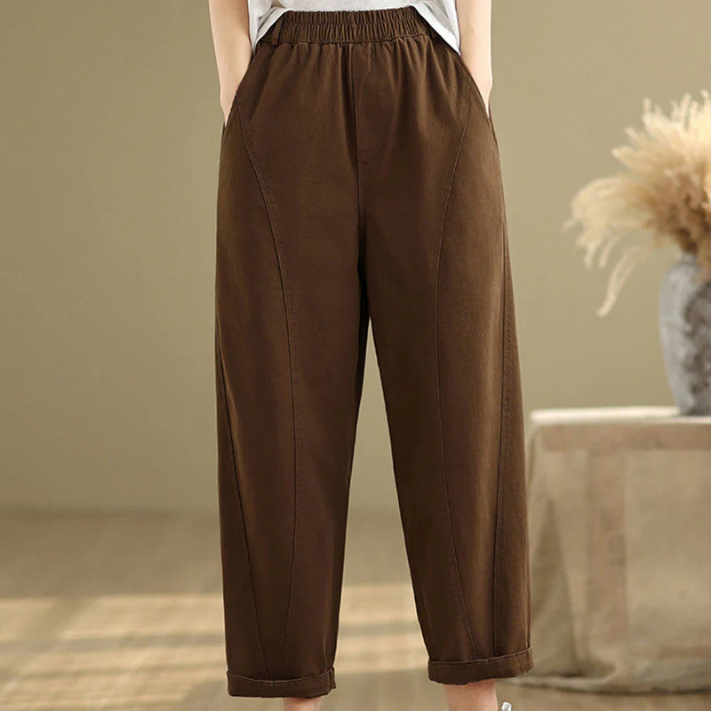 Pantaloni harem da donna in poliestere con elastico in vita e tasche, stile casual , Buddha Stones - Image 18