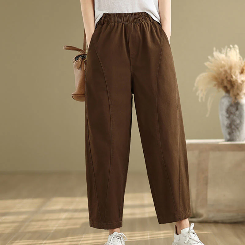 Pantaloni harem da donna in poliestere con elastico in vita e tasche, stile casual , Buddha Stones - Image 19