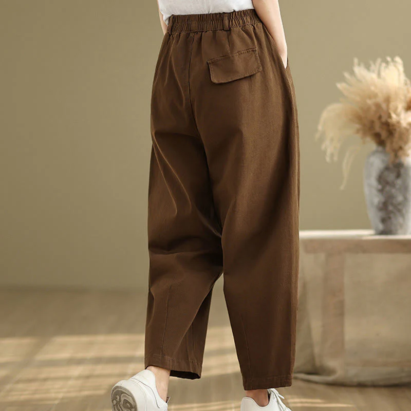 Pantaloni harem da donna in poliestere con elastico in vita e tasche, stile casual , Buddha Stones - Image 21