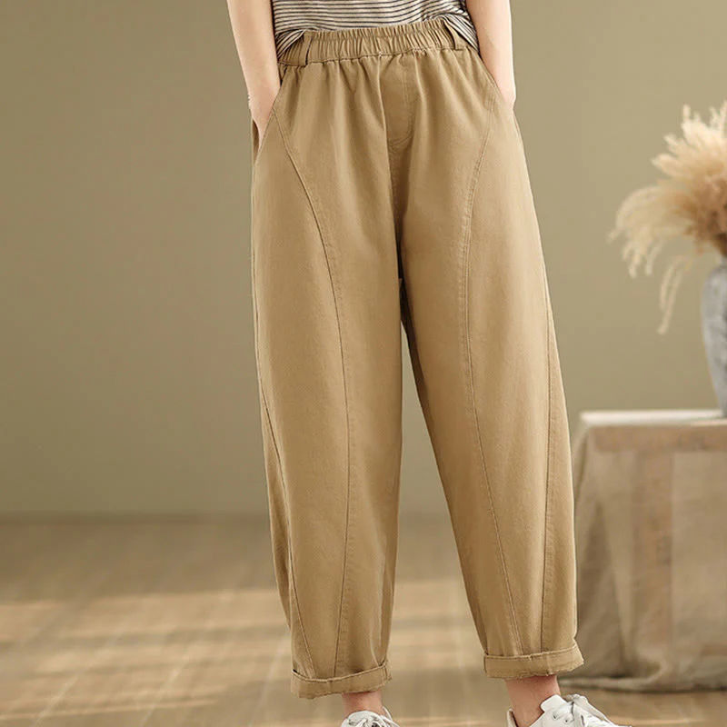 Pantaloni harem da donna in poliestere con elastico in vita e tasche, stile casual , Buddha Stones - Image 4