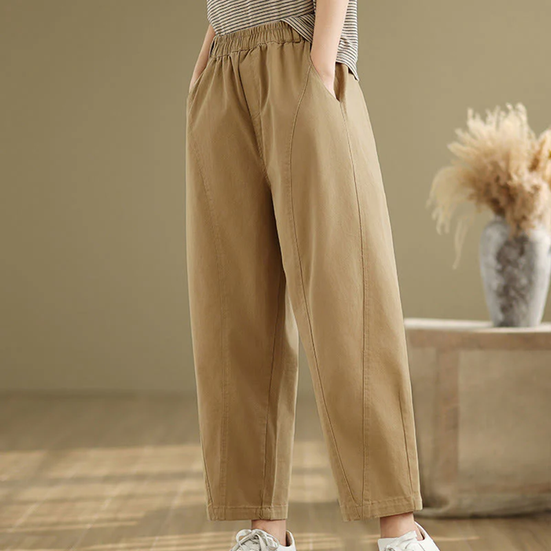 Pantaloni harem da donna in poliestere con elastico in vita e tasche, stile casual , Buddha Stones - Image 5