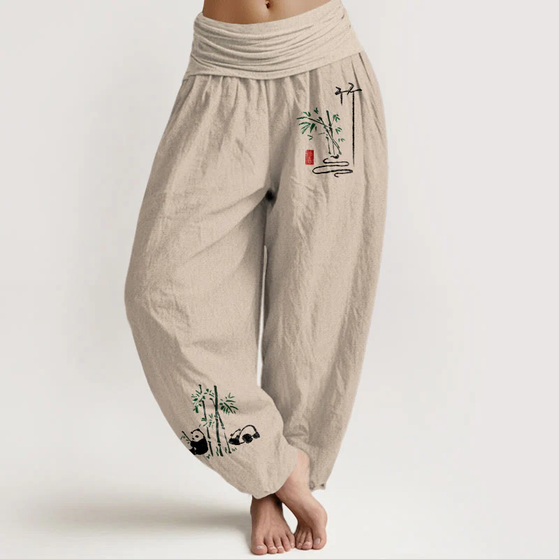 Pantaloni harem da donna in puro cotone con elastico in vita e motivo a Buddha Stones - Image 12
