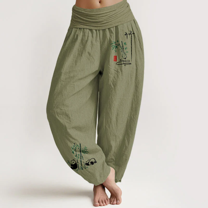 Pantaloni harem da donna in puro cotone con elastico in vita e motivo a Buddha Stones - Image 15