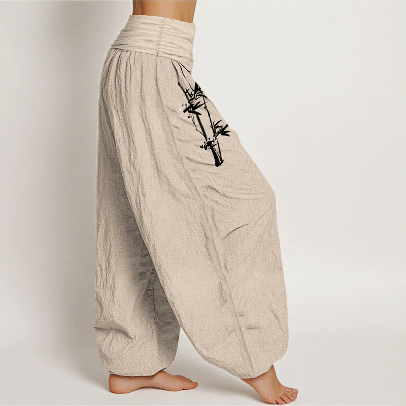 Pantaloni harem da donna in puro cotone con elastico in vita, motivo sole rosso, motivo Buddha Stones - Image 16