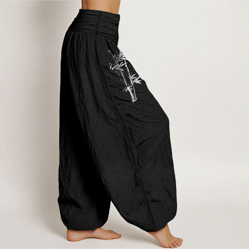 Pantaloni harem da donna in puro cotone con elastico in vita, motivo sole rosso, motivo Buddha Stones - Image 7