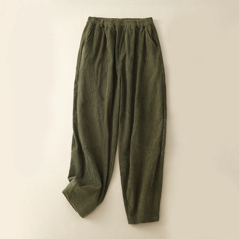 Pantaloni harem da donna in velluto a coste e poliestere con tasche, modello Buddha Stones Commute Vintage Plain - Image 5