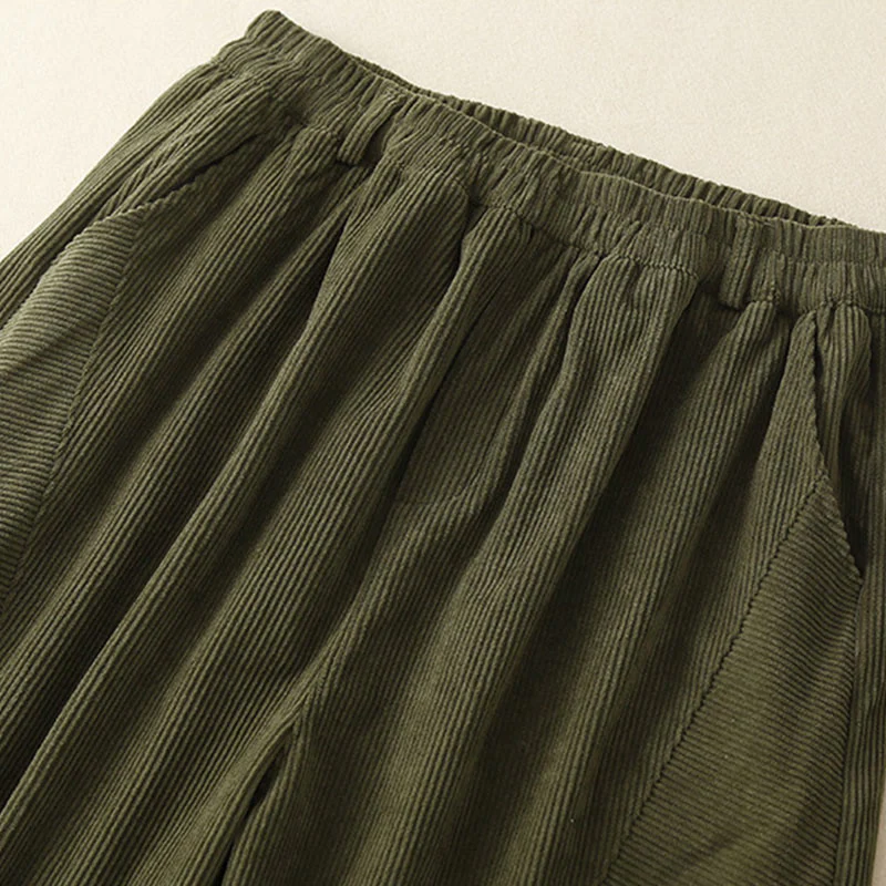 Pantaloni harem da donna in velluto a coste e poliestere con tasche, modello Buddha Stones Commute Vintage Plain - Image 6