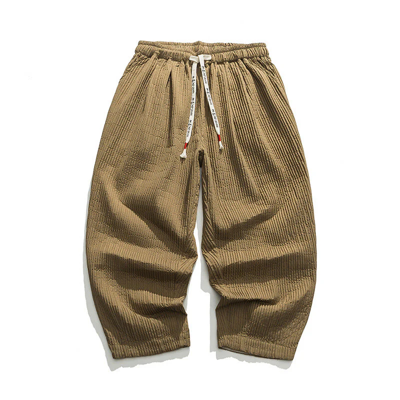 Pantaloni harem da uomo alla caviglia con coulisse e tasche, tinta unita , Buddha Stones Fall - Image 23