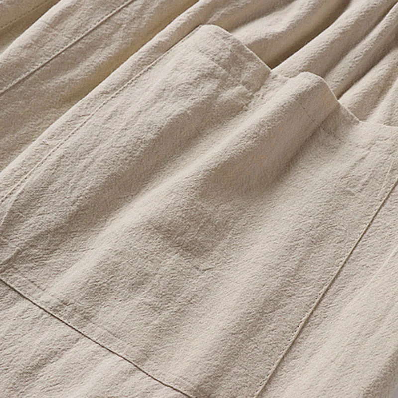 Pantaloni harem da uomo alla caviglia con coulisse e tasche, tinta unita, Buddha Stones, primavera-autunno - Image 10