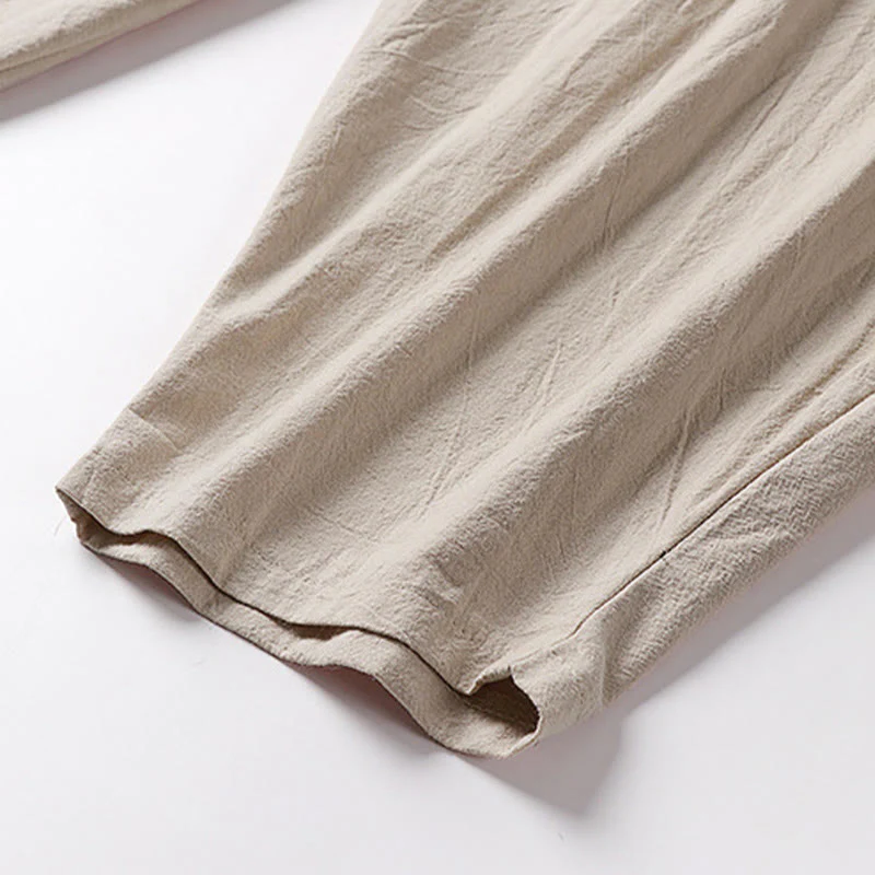Pantaloni harem da uomo alla caviglia con coulisse e tasche, tinta unita, Buddha Stones, primavera-autunno - Image 11