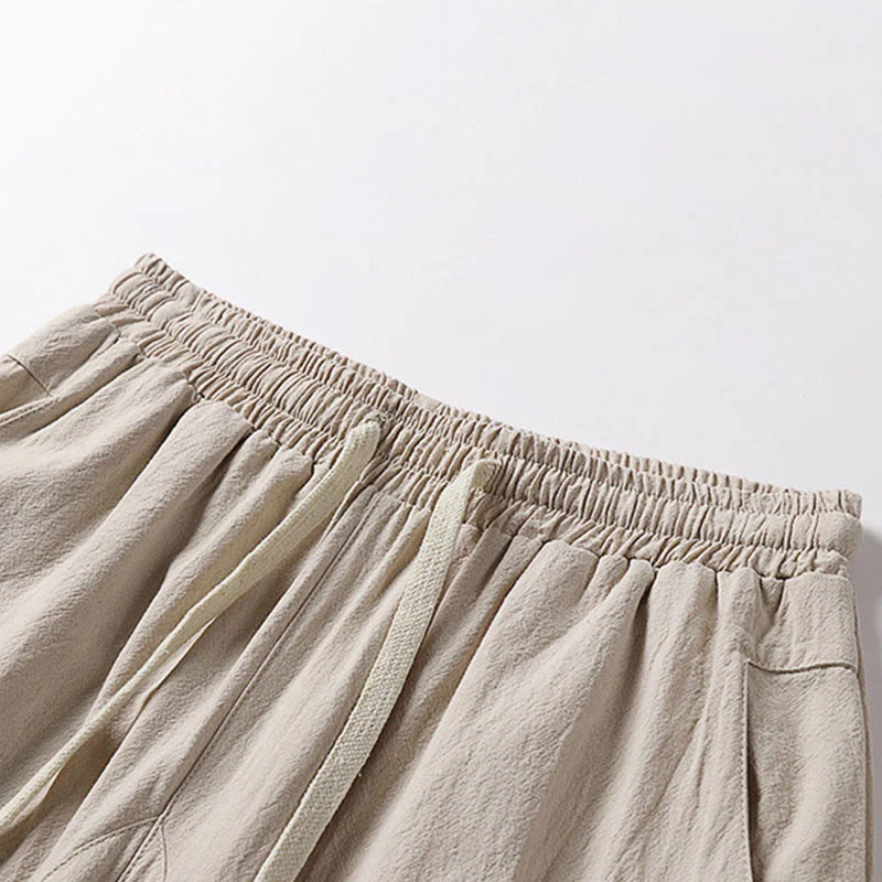 Pantaloni harem da uomo alla caviglia con coulisse e tasche, tinta unita, Buddha Stones, primavera-autunno - Image 8