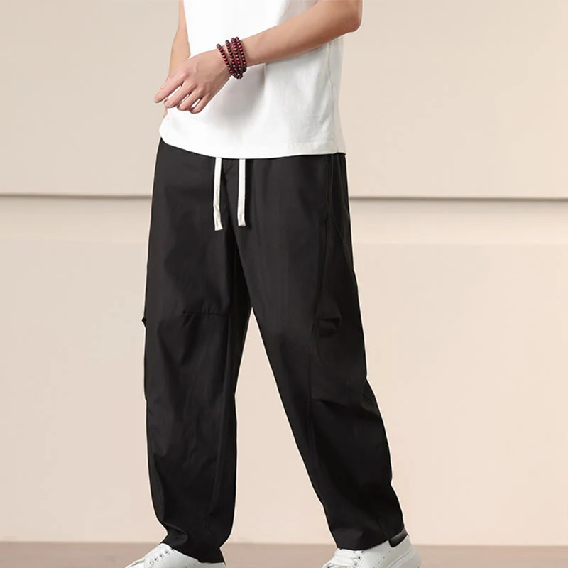 Pantaloni harem da uomo con coulisse e tasche Buddha Stones Commute Spring tinta unita - Image 12