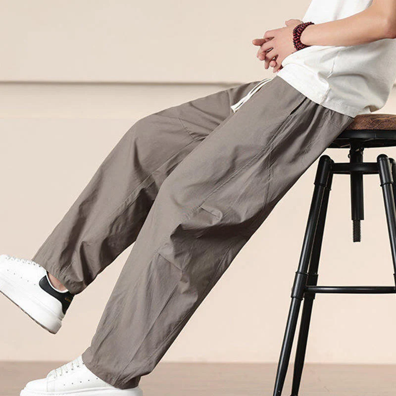 Pantaloni harem da uomo con coulisse e tasche Buddha Stones Commute Spring tinta unita - Image 34