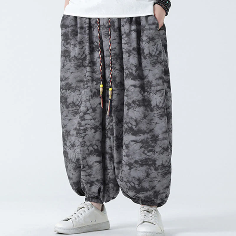 Pantaloni harem da uomo con tasche, motivo floreale, stile retrò casual con Buddha Stones - Image 18