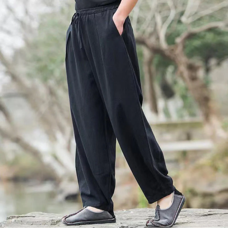 Pantaloni harem da uomo con coulisse, casual e semplici, con tasche, Buddha Stones - Image 6