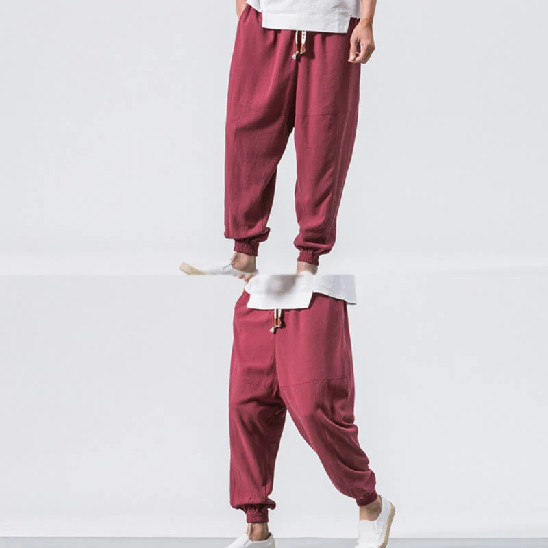Pantaloni harem da uomo in cotone con coulisse, semplici e semplici, con tasche, modello Buddha Stones - Image 10