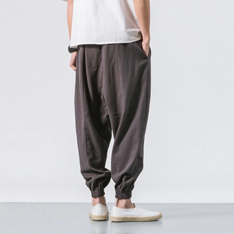 Pantaloni harem da uomo in cotone con coulisse, semplici e semplici, con tasche, modello Buddha Stones - Image 2