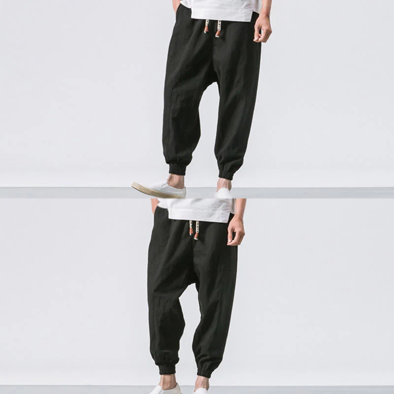 Pantaloni harem da uomo in cotone con coulisse, semplici e semplici, con tasche, modello Buddha Stones - Image 20