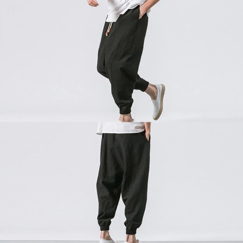 Pantaloni harem da uomo in cotone con coulisse, semplici e semplici, con tasche, modello Buddha Stones - Image 21