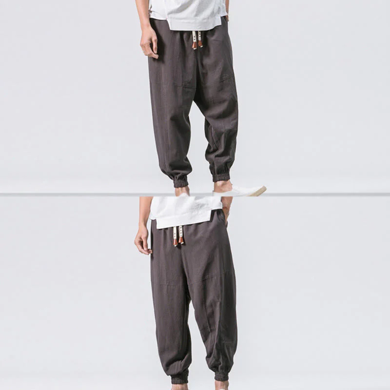 Pantaloni harem da uomo in cotone con coulisse, semplici e semplici, con tasche, modello Buddha Stones - Image 5
