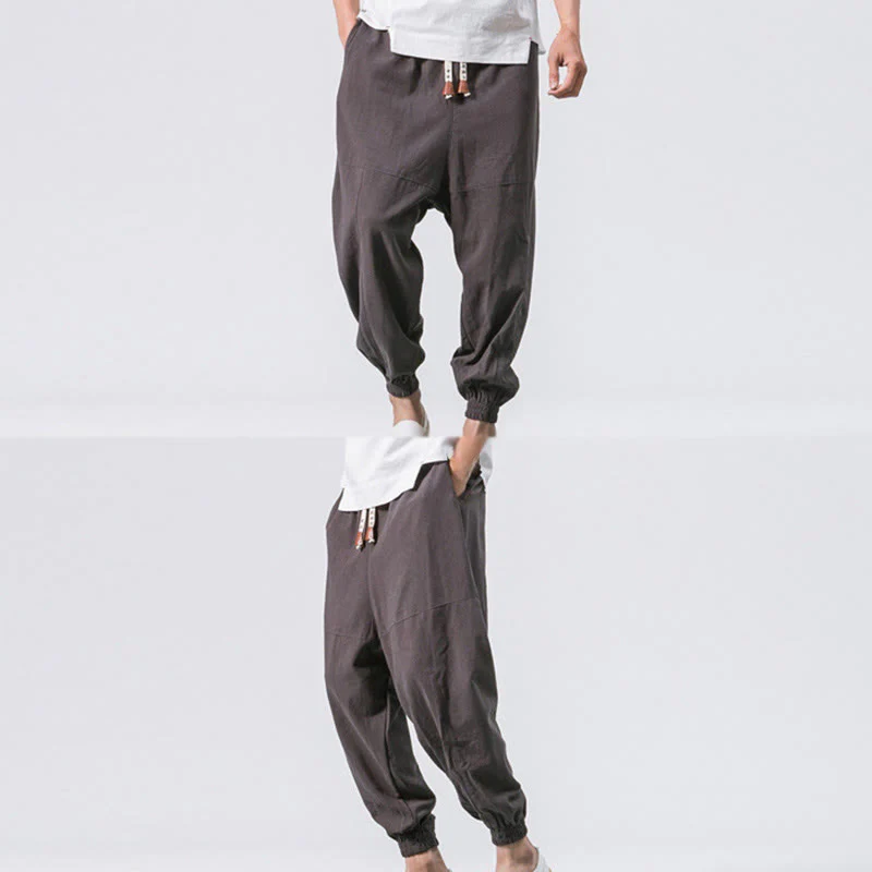 Pantaloni harem da uomo in cotone con coulisse, semplici e semplici, con tasche, modello Buddha Stones - Image 6