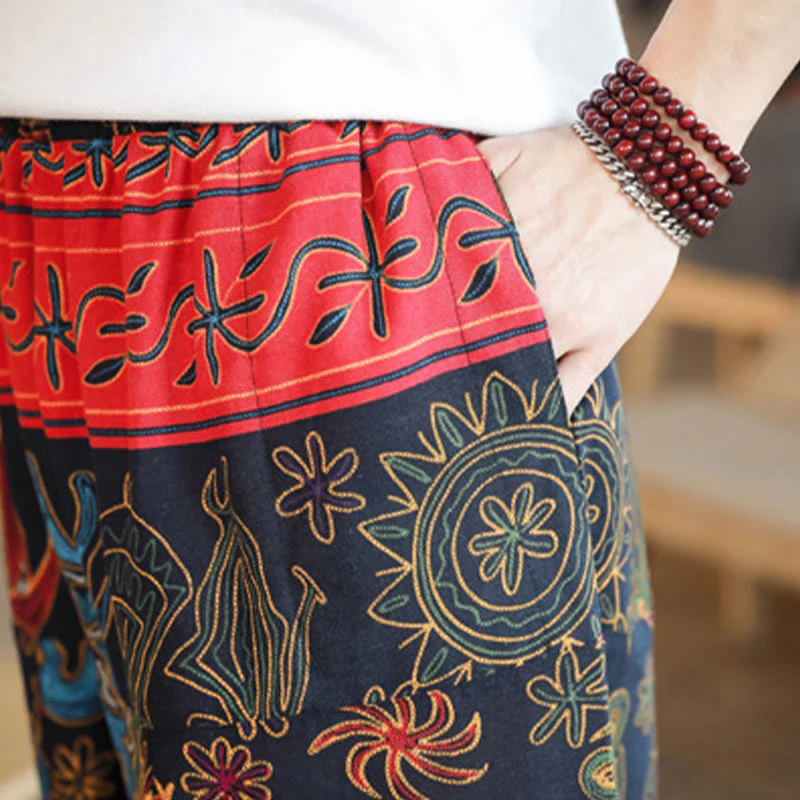 Pantaloni harem da uomo in cotone con tasche e motivo a cammello colorato Buddha Stones - Image 8