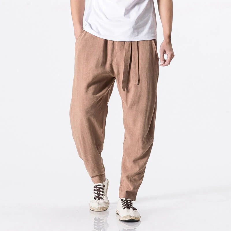 Pantaloni harem da uomo in cotone con tasche, modello Buddha Stones Commute, tinta unita e design semplice